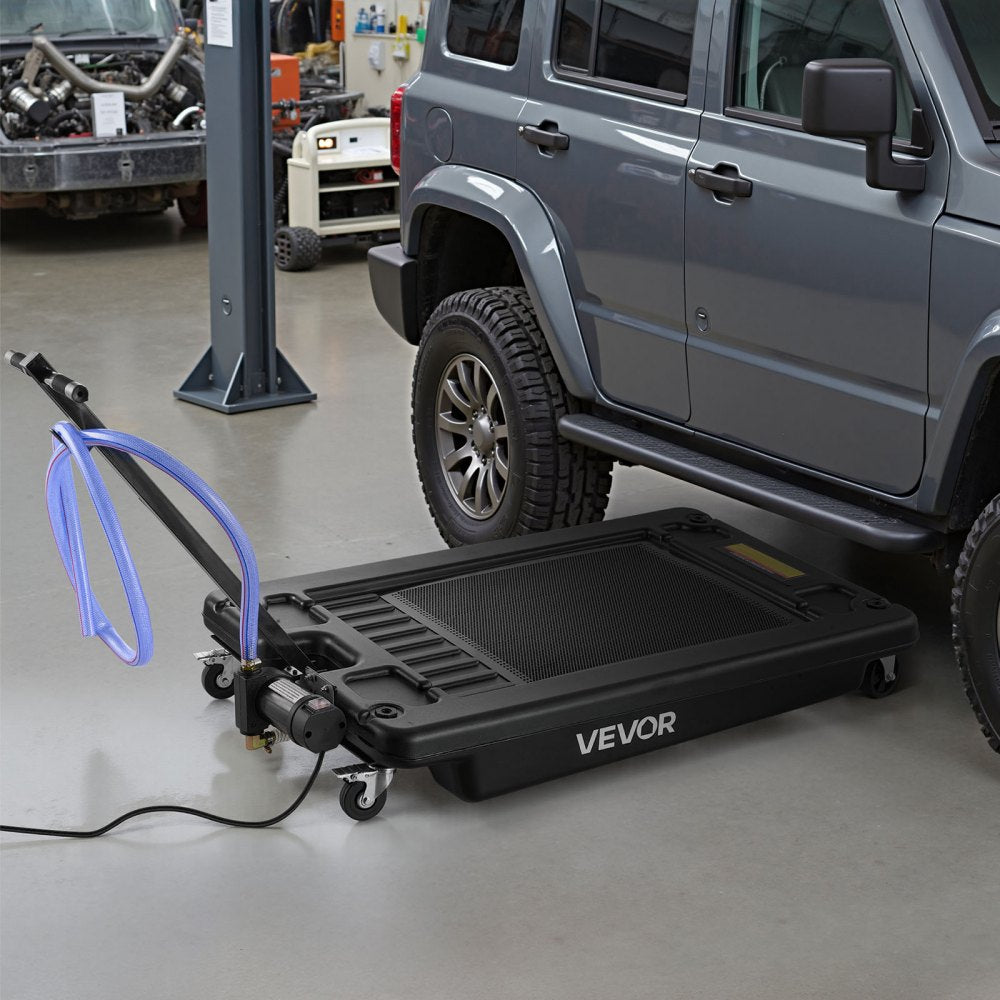 VEVOR Low Profile Oil Drain Pan, 17 Gallon Capacity, Rolling Oil Drain Pan with Electric Pump & 7.2 ft Hose, Leak-proof