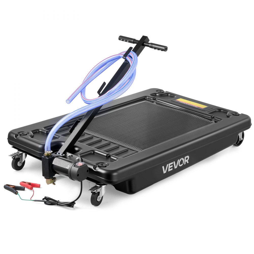 VEVOR Low Profile Oil Drain Pan, 17 Gallon Capacity, Rolling Oil Drain Pan with Electric Pump & 7.2 ft Hose, Leak-proof