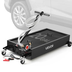VEVOR Low Profile Oil Drain Pan, 20 Gallon Capacity, Rolling Oil Drain Pan with Electric Pump & 7.2 ft Hose, Leak-proof
