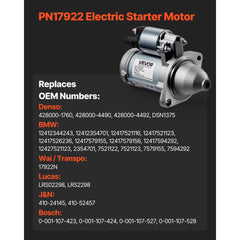 VEVOR Starter 17922, Starter Motor Replacement Compatible with BMW 1 Series M 3.0L L6 2011, 128i 3.0L L6 2008-2011