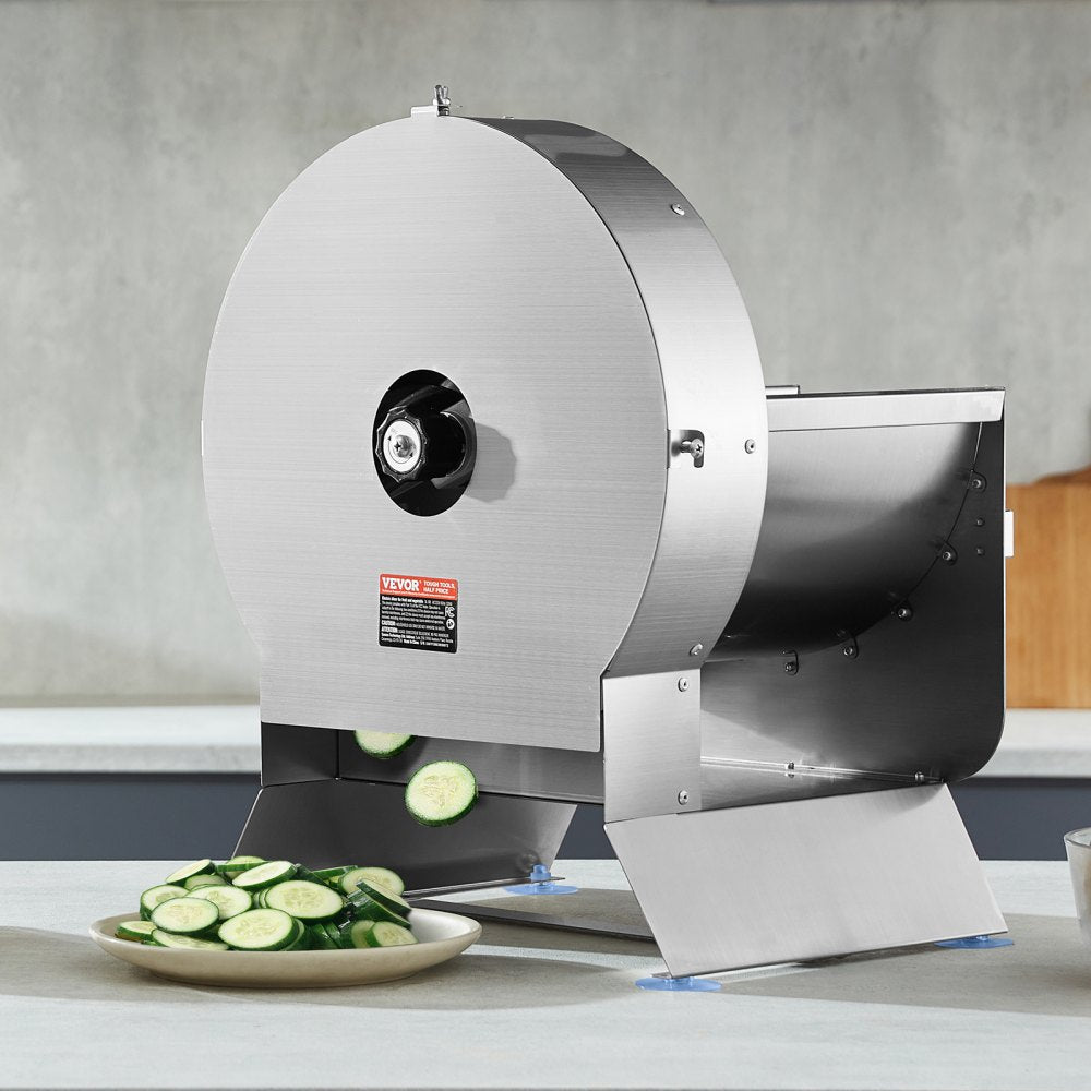 VEVOR Electric Vegetable Slicer, 0-0.5"/0-12mm Thickness Adjustable Commercial Slicer Machine, Convertible to Manual