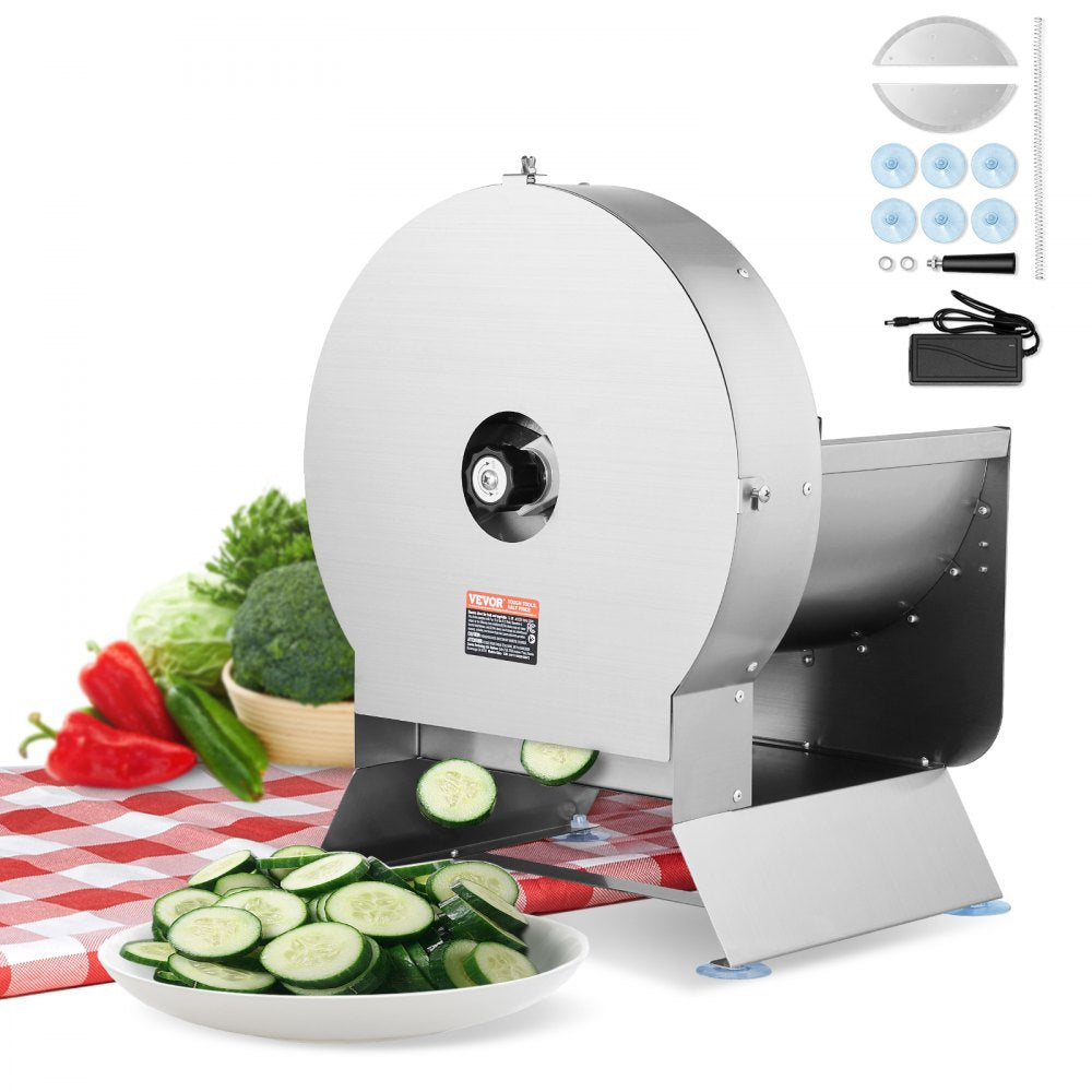 VEVOR Electric Vegetable Slicer, 0-0.5"/0-12mm Thickness Adjustable Commercial Slicer Machine, Convertible to Manual