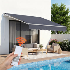 VEVOR Electric Retractable Awning, 9.8' x 8.2' Motorized Patio Awning, Sunshade Shelter with Remote Controller & Manual
