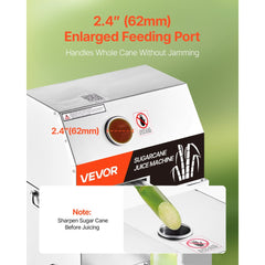 VEVOR Commercial Sugar Cane Juicer, 800W Electric Sugarcane Juicer Machine with 661LBS/H High Output, 3 Stainless Steel