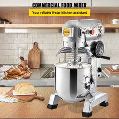 VEVOR Commercial Food Mixer, 15Qt Commercial Mixer with Timing Function, 500W Stainless Steel Bowl Heavy Duty Electric