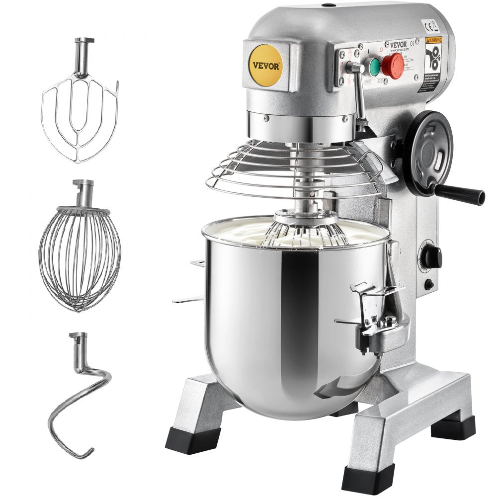 VEVOR Commercial Food Mixer, 15Qt Commercial Mixer with Timing Function, 500W Stainless Steel Bowl Heavy Duty Electric