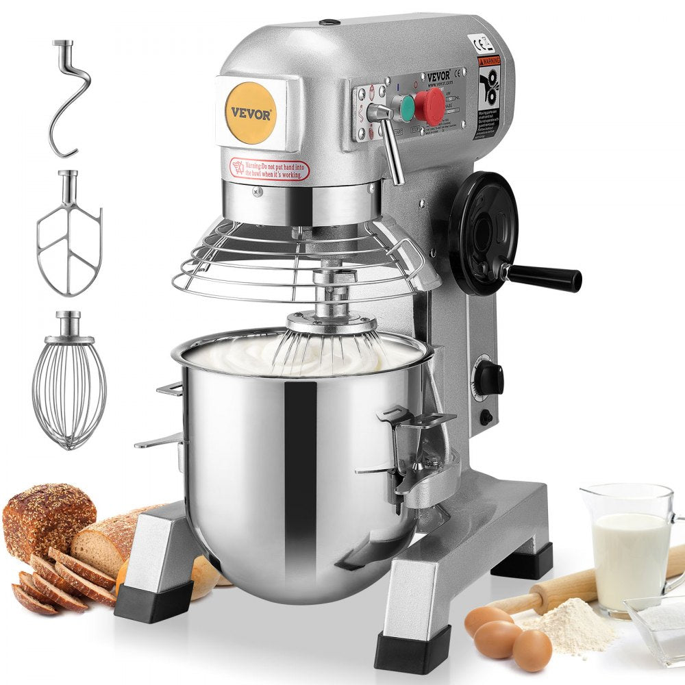 VEVOR Commercial Food Mixer, 30Qt Commercial Mixer with Timing Function, 1100W Stainless Steel Bowl Heavy Duty Electric