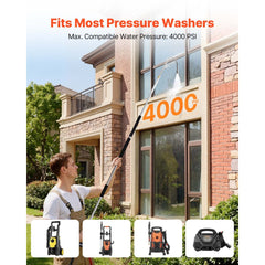 VEVOR 9 FT Pressure Washer Telescoping Wand, 3-Section with Power Washer Extension Wands, 7 Nozzles, Hose Adapter