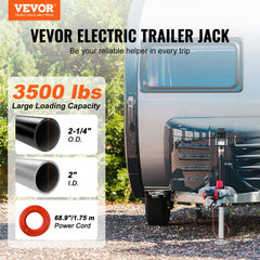 VEVOR Electric Trailer Jack, Power Tongue Jack Weight Capacity 3500 lbs, 9.84"-33.85" Electric Tongue Jack with