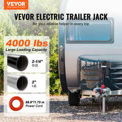 VEVOR Electric Trailer Jack, Power Tongue Jack Weight Capacity 4000 lbs, 9.84"-33.85" Electric Tongue Jack with