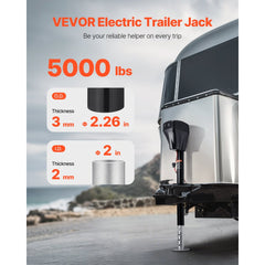 VEVOR Electric Trailer Jack, 5000 lbs, Heavy Duty RV Electric Power Tongue Jack with 2 Way Connector, Manual Crank