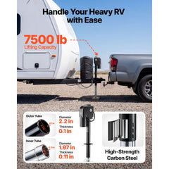 VEVOR Electric Trailer Jack, 7500 lbs Capacity, Electric Power Tongue Jack with Waterproof Protective Cover & LED Light