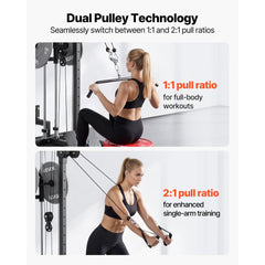 VEVOR LAT Pull Down Machine, 3-in-1 Row Cable Machine, Cable Machines Home Gym with 18-Level Height Adjustment