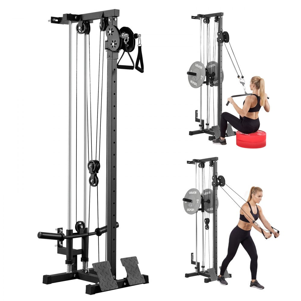 VEVOR LAT Pull Down Machine, 3-in-1 Row Cable Machine, Cable Machines Home Gym with 18-Level Height Adjustment