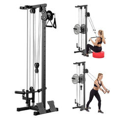 VEVOR LAT Pull Down Machine, 3-in-1 Row Cable Machine, Cable Machines Home Gym with 18-Level Height Adjustment