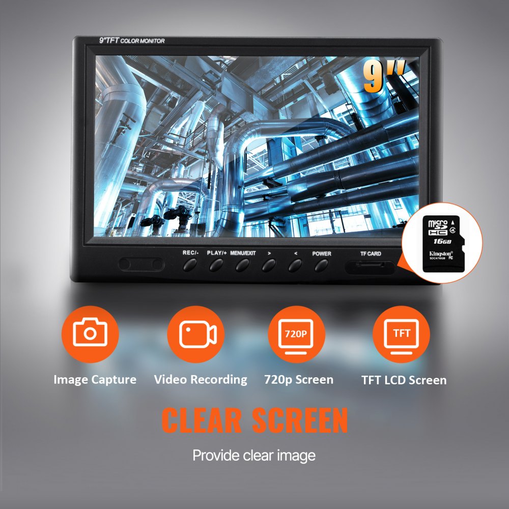 VEVOR Sewer Camera with 512Hz Locator,300 ft/91.5 m, 9" Pipeline Inspection Camera with DVR Function, IP68 Camera with