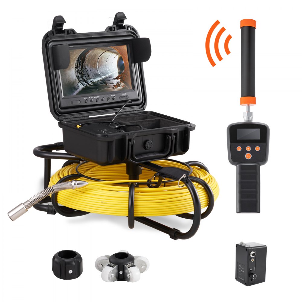 VEVOR Sewer Camera with 512Hz Locator,300 ft/91.5 m, 9" Pipeline Inspection Camera with DVR Function, IP68 Camera with