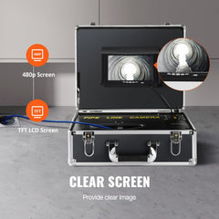 VEVOR Sewer Camera with 512Hz Locator,100 ft/30 m, 7" Pipeline Inspection Camera with DVR Function, IP68 Camera with 12