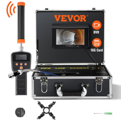 VEVOR Sewer Camera with 512Hz Locator,100 ft/30 m, 7" Pipeline Inspection Camera with DVR Function, IP68 Camera with 12