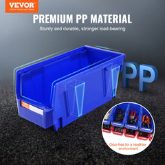 VEVOR Plastic Storage Bin, (11-Inch x 5-Inch x 5-Inch), Hanging Stackable Storage Organizer Bin, Blue/Red, 12-Pack