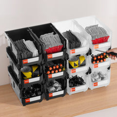 VEVOR Plastic Stackable Storage Bins, 14.8 x 8.5 x 7.1 inch (12 Pack), Plastic Containers for Organizing & Storage Bins
