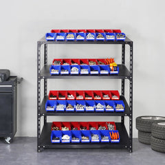 VEVOR Plastic Storage Bin, (5-Inch x 4-Inch x 3-Inch), Hanging Stackable Storage Organizer Bin, Blue/Red, 24-Pack