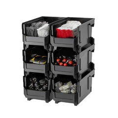 VEVOR Plastic Stackable Storage Bins, 14.8 x 8.5 x 7.1 inch (6 Pack), Plastic Containers for Organizing and Storage