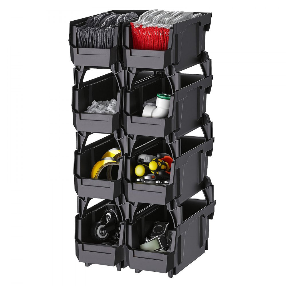 VEVOR Plastic Stackable Storage Bins, 10.9 x 5.5 x 5.1 inch (8 Pack), Plastic Containers for Organizing and Storage