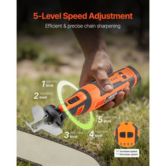 VEVOR Cordless Chainsaw Sharpener, 5-Speed Adjustable Electric Saw Chain Sharpener 5000-30000 RPM, Rechargeable