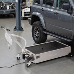 VEVOR Low Profile Oil Drain Pan, 20 Gallon Capacity, Rolling Oil Drain Pan with Electric Pump, 7.2 ft Hose & T Folding