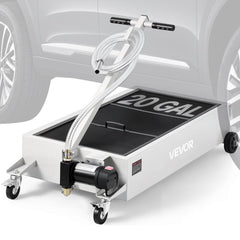 VEVOR Low Profile Oil Drain Pan, 20 Gallon Capacity, Rolling Oil Drain Pan with Electric Pump, 7.2 ft Hose & T Folding