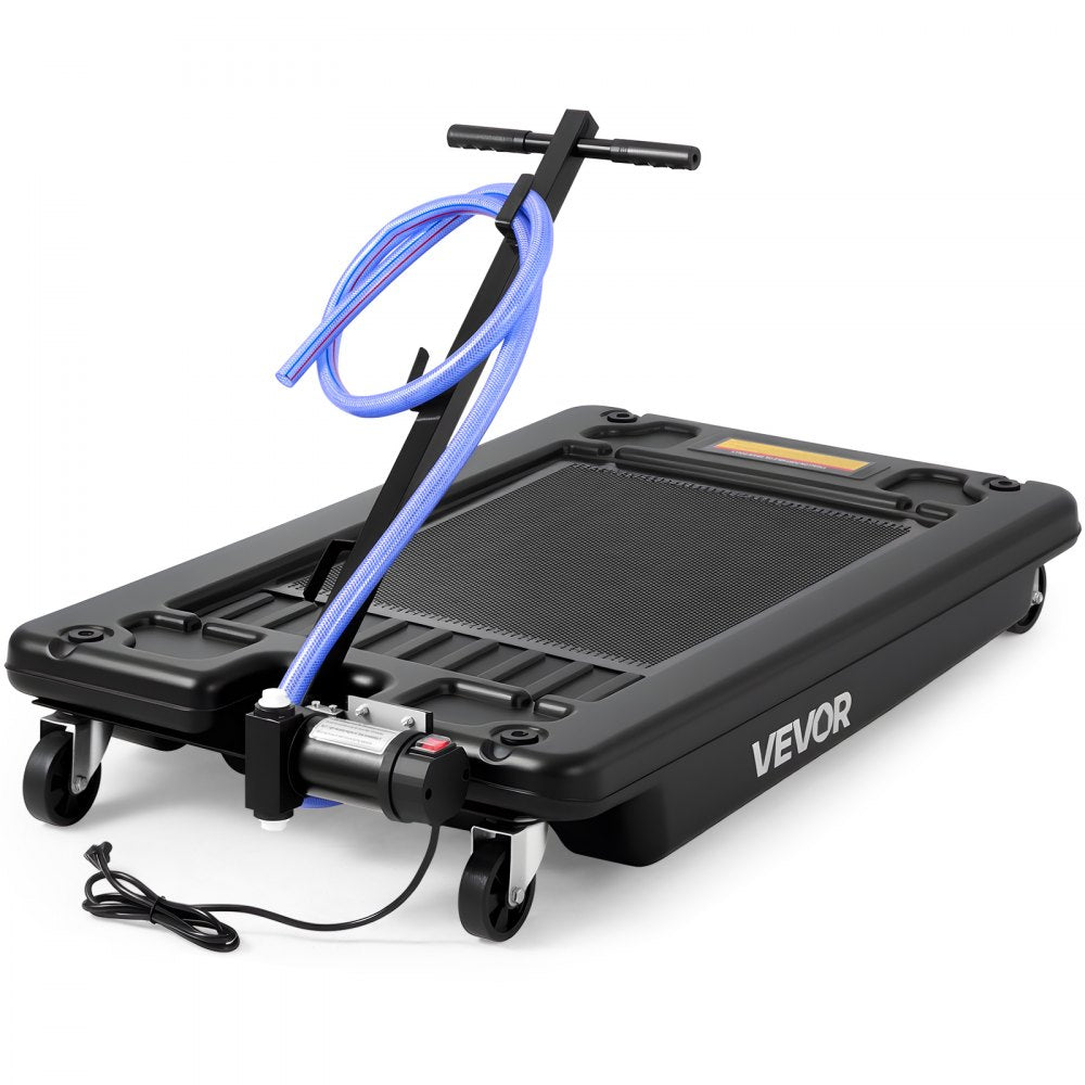 VEVOR Low Profile Oil Drain Pan, 17 Gallon Capacity, Rolling Oil Drain Pan with Electric Pump, 7.2 ft Hose & T Folding