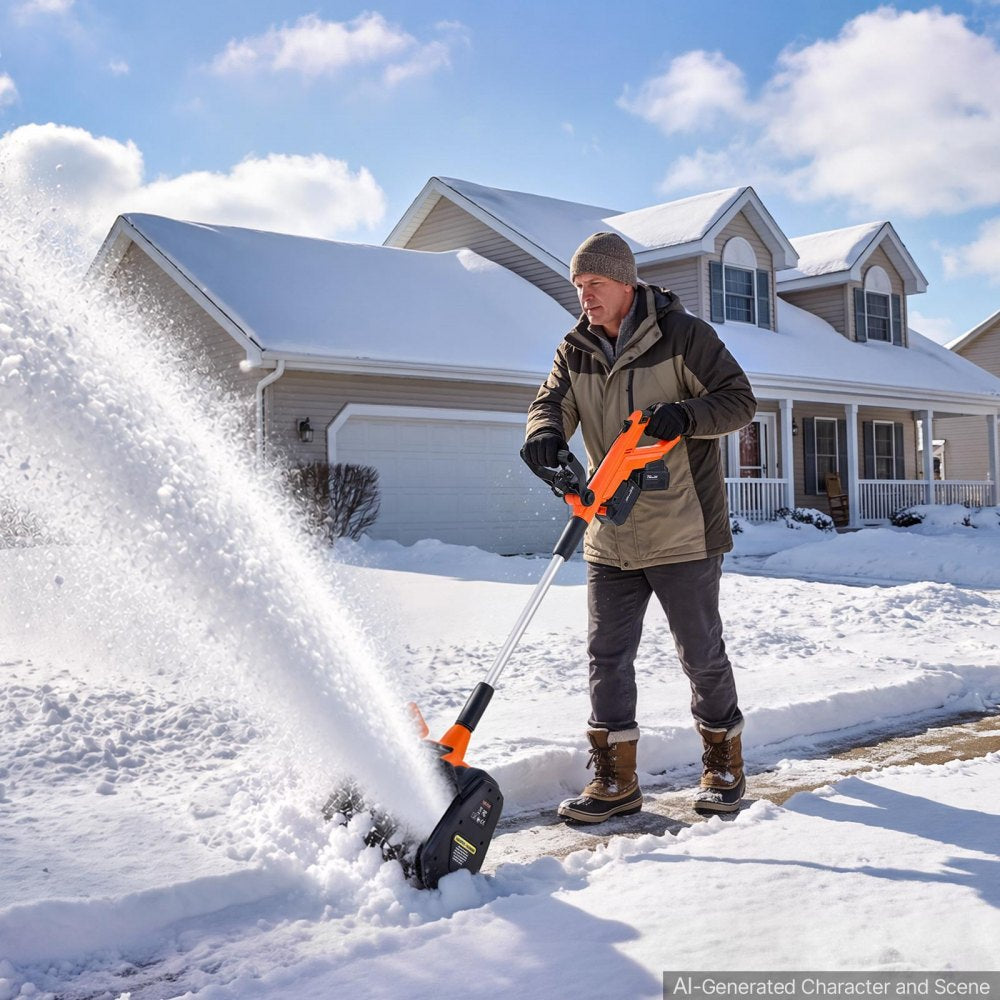 VEVOR Electric Snow Shovel 40V 13.5" Battery-Powered Cordless Snow Blower, for Driveway Patio Deck, Includes 2 x 4Ah