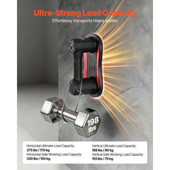 VEVOR Electric Vacuum Suction Cup, 375 lbs Max Lifting Capacity, Vacuum Glass Lifter with Digital Display, Heavy Duty