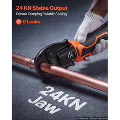 VEVOR 18V Electric Press Tool for 1/2", 3/4", 1", 1-1/4" Copper Pipes, 24KN Compact Pipe Crimping Tool Kit, Compatible