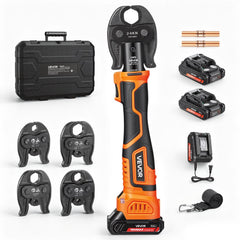 VEVOR 18V Electric Press Tool for 1/2", 3/4", 1", 1-1/4" Copper Pipes, 24KN Compact Pipe Crimping Tool Kit, Compatible