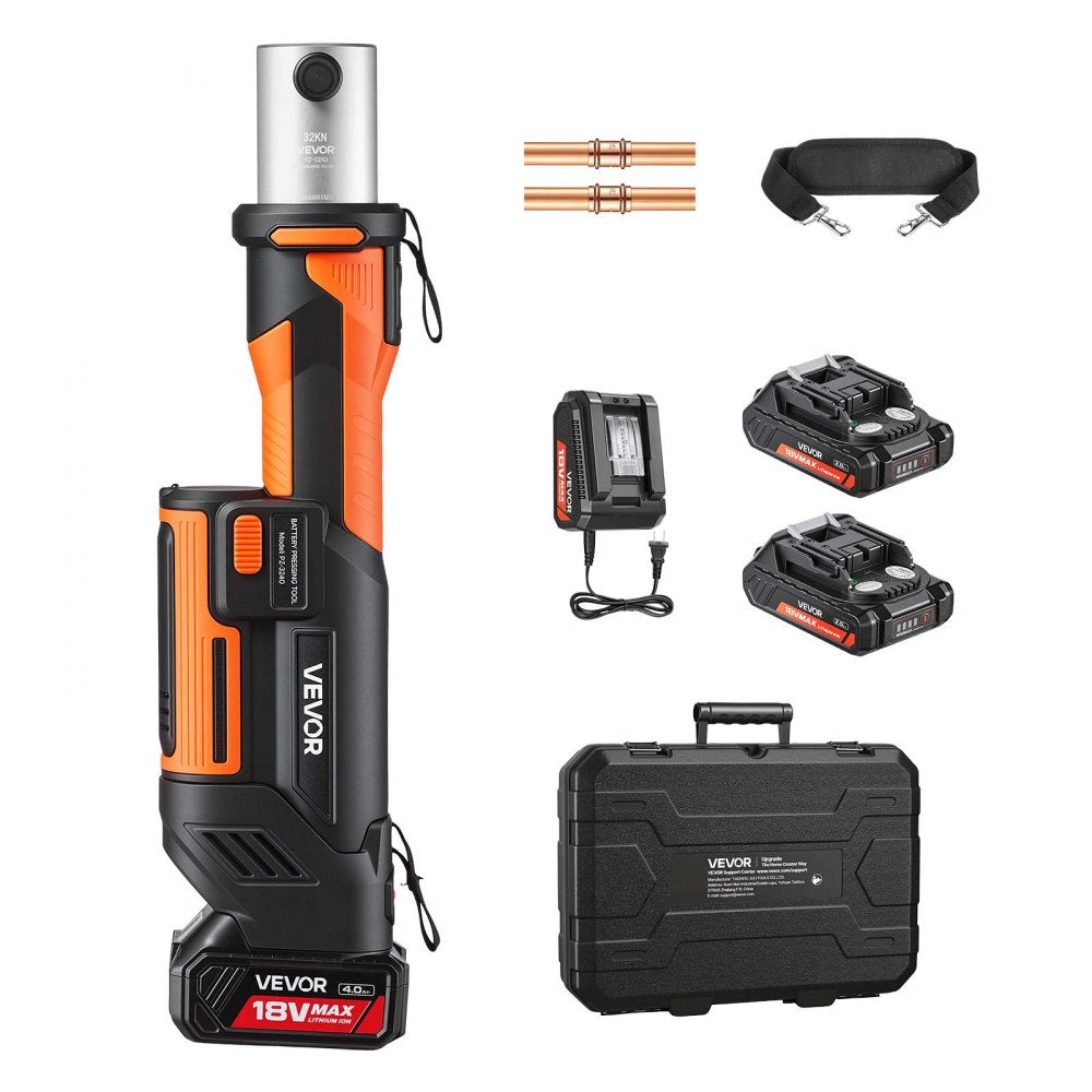 VEVOR Press Tool, 18V Electric Pipe Crimping Tool, 32KN Powerful Standard Output, Brushless Motor, 360 ° Rotating Head