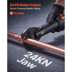 VEVOR 18V Press Tool with 4 Jaws for 1/2" 3/4" VUS Copper & VPF PEX Pipes, 24KN Compact Pipe Crimping Tool Kit