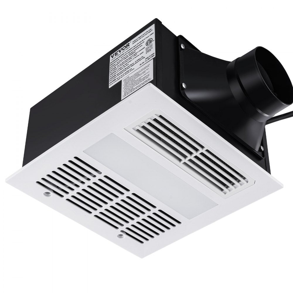 VEVOR Bathroom Exhaust Fan, 1500W Heating, 110 CFM High-Efficiency Ventilation, 1.5sones Low Noise Operation
