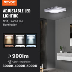 VEVOR Bathroom Exhaust Fan, 110 CFM High-Efficiency Ventilation, 1.5sones Low Noise Operation All-Copper Motor