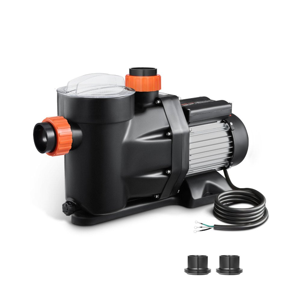 VEVOR Above Ground Pool Pump, 2 HP, 135 GPM Max Flow Single Speed Swimming Pool Pump, 220V 3450 RPM 61 ft Max Head Lift