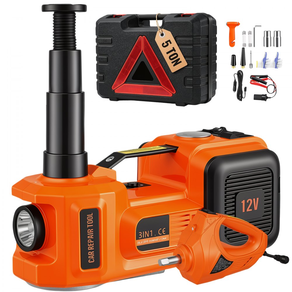 VEVOR Electric Car Jack, 5 Ton/11023 LBS Hydraulic Jack with Electric Impact Wrench, Portable Car Lift with Built-in