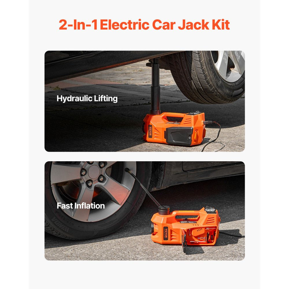 VEVOR Electric Car Jack, 5 Tons /11000 lbs, Electric Scissor Jack with Built-In Inflator, 12V Adjustable Tire Change