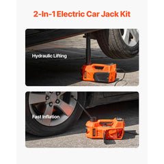 VEVOR Electric Car Jack, 5 Tons /11000 lbs, Electric Scissor Jack with Built-In Inflator, 12V Adjustable Tire Change