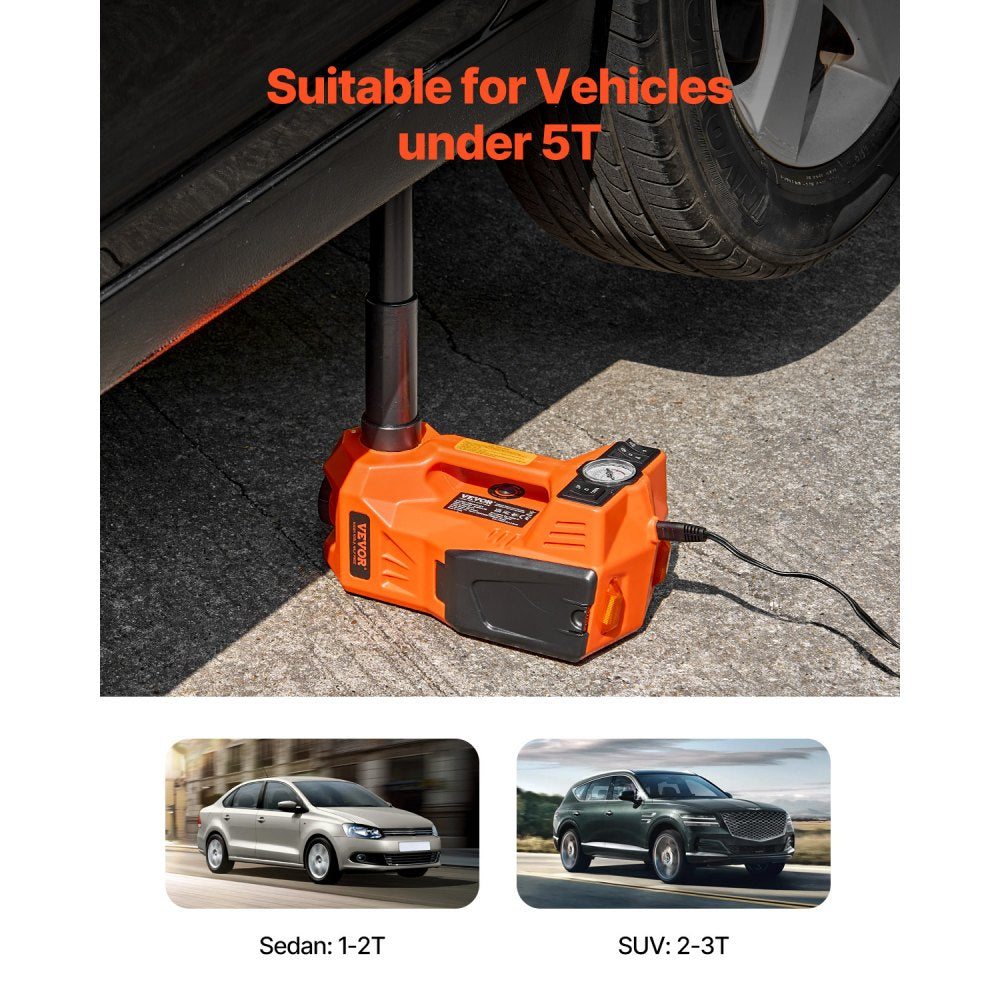 VEVOR Electric Car Jack, 5 Tons /11000 lbs, Electric Scissor Jack with Built-In Inflator, 12V Adjustable Tire Change