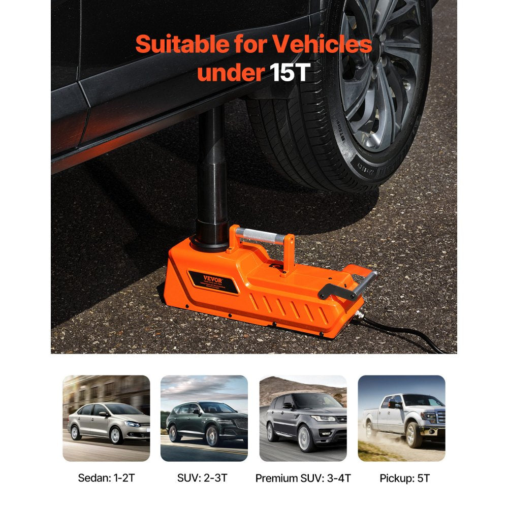 VEVOR Electric Car Jack, 15 Tons /33000 lbs, Adjustable Electric Scissor Jack with High Load Capacity, 12V Dual-Powered
