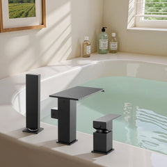 VEVOR Roman Tub Faucet, 3 Hole Waterfall Bathtub Faucet, Roman Bathtub Faucets Set with Shower Head & 1 Handle, Deck