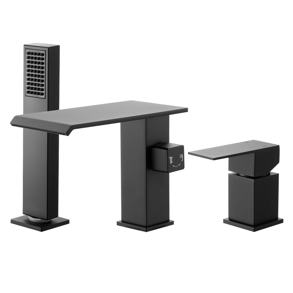 VEVOR Roman Tub Faucet, 3 Hole Waterfall Bathtub Faucet, Roman Bathtub Faucets Set with Shower Head & 1 Handle, Deck