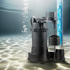 VEVOR Submersible Sewage Pump, 1/3 HP, 3000 GPH Cast Iron Sewage/Effluent Pump with Automatic Float Switch, 1.5-Inch