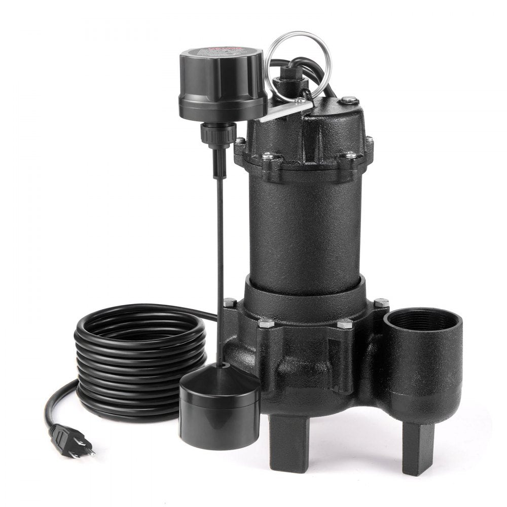 VEVOR Submersible Sewage Pump, 3/4 HP, 6000 GPH Cast Iron Sewage/Effluent Pump with Automatic Tethered Float Switch